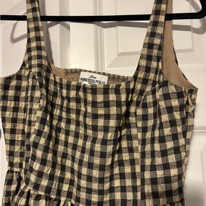 Black and Tan gingham dress. I cut the tags off but still have them. Never worn